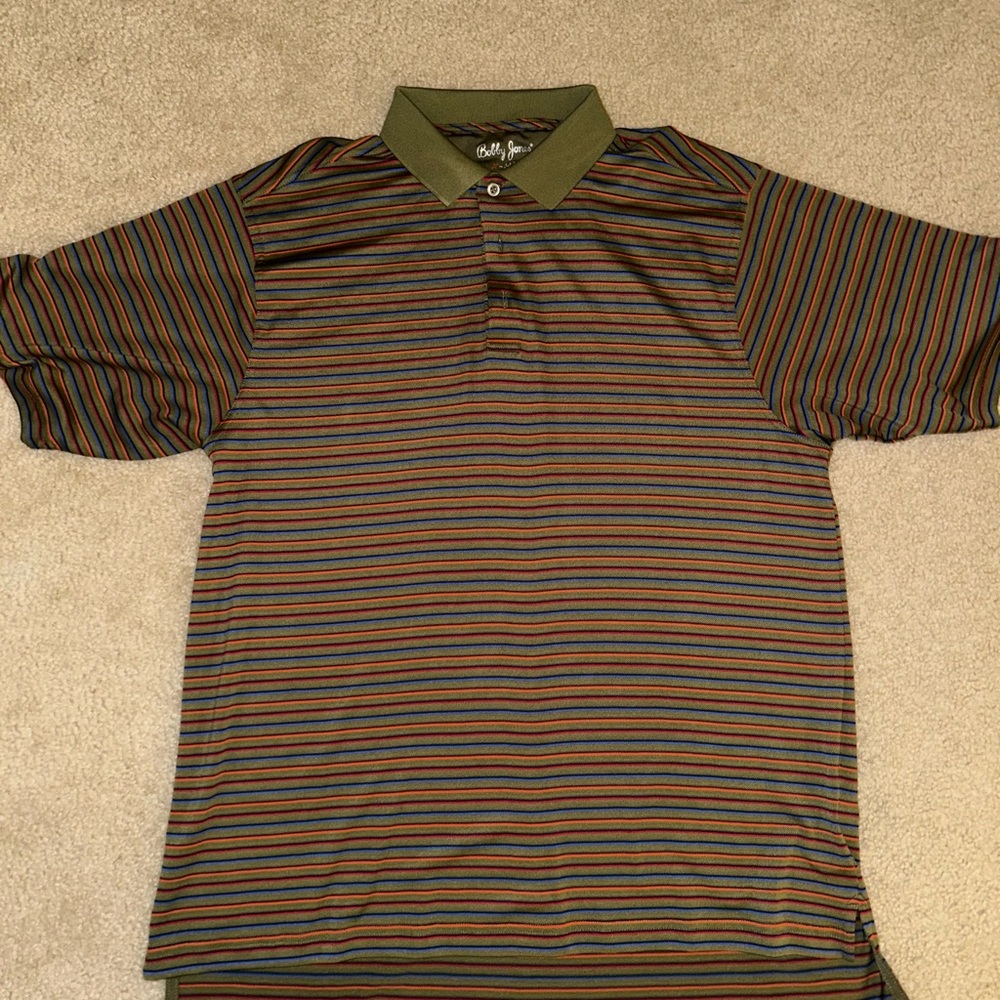 Bobby Jones Olive and Brown Striped Polo